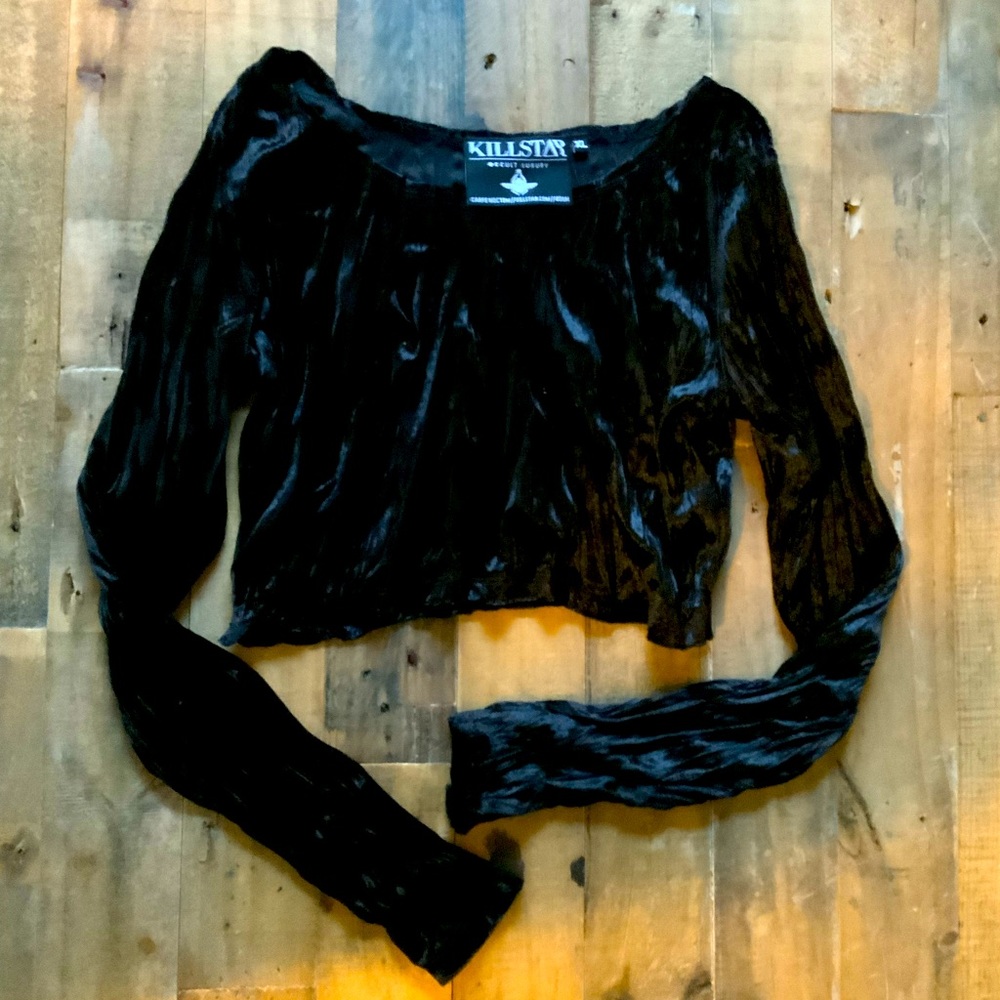 Black crushed velvet top